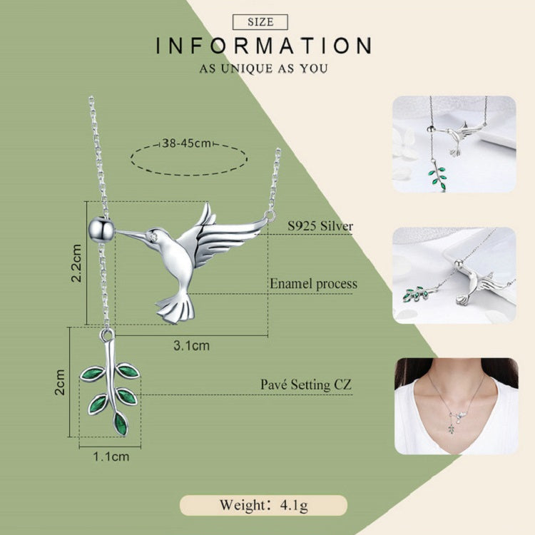 สร้อยคอเงินสเตอร์ลิง S925 Hummingbird Greetings สร้อยคอซิริโคนา SCN217