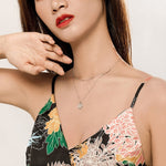 สร้อยคอเงินสเตอร์ลิง S925 ชุบแพลทินัม สองชั้น ดาวเล็ก สีเงิน SCN365
