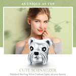 ลูกปัดเงินสเตอร์ลิง S925 ลูกสุนัขพันธุ์ Schnauzer น่ารัก ชุบแพลทินัม จี้เครื่องประดับลูกปัดหลวม SCC835