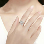 แหวนผู้หญิงเงินสเตอร์ลิง S925 แหวนเพชรรักดอกแดนดิไลออน
