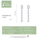 ต่างหูซิอร์คอนยาวเงินสเตอร์ลิง S925 ชุบแพลทินัม, SCE583