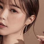 ต่างหูซิอร์คอนยาวเงินสเตอร์ลิง S925 ชุบแพลทินัม, SCE583