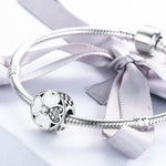 สร้อยข้อมือลูกปัดกลีบใบไม้แห่งความสุขเพชรเงินสเตอร์ลิง S925, SCC250