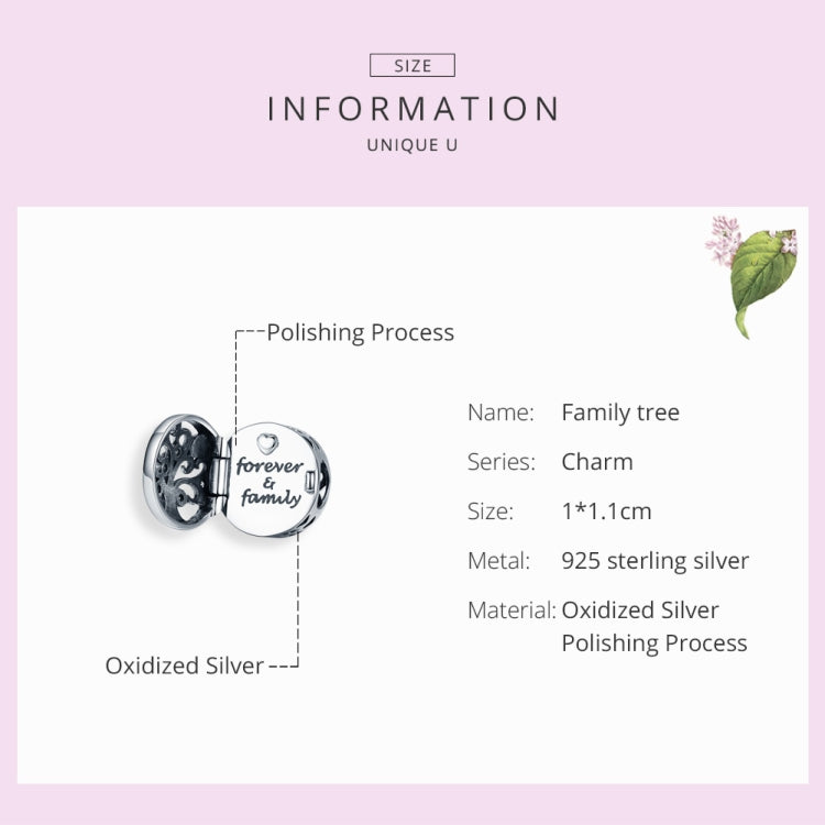 สร้อยข้อมือลูกปัดต้นไม้แห่งชีวิตเปิดได้เงินสเตอร์ลิง S925 DIY, SCC1259