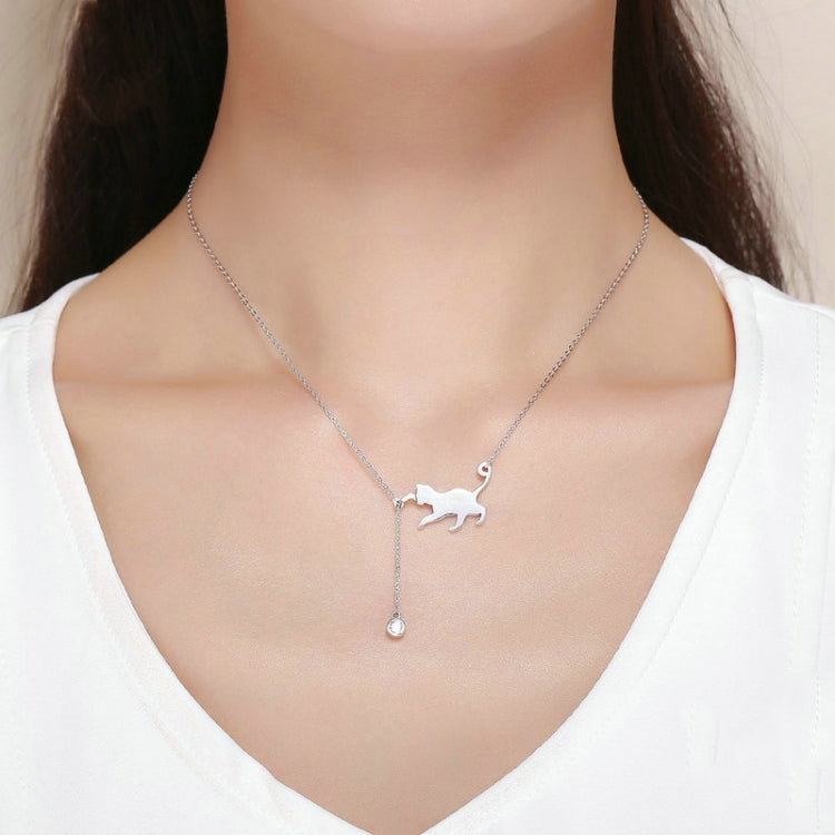 สร้อยคอแมวเหมียวน่ารักเงินสเตอร์ลิง S925 พร้อมซิอร์คอน, SCN232
