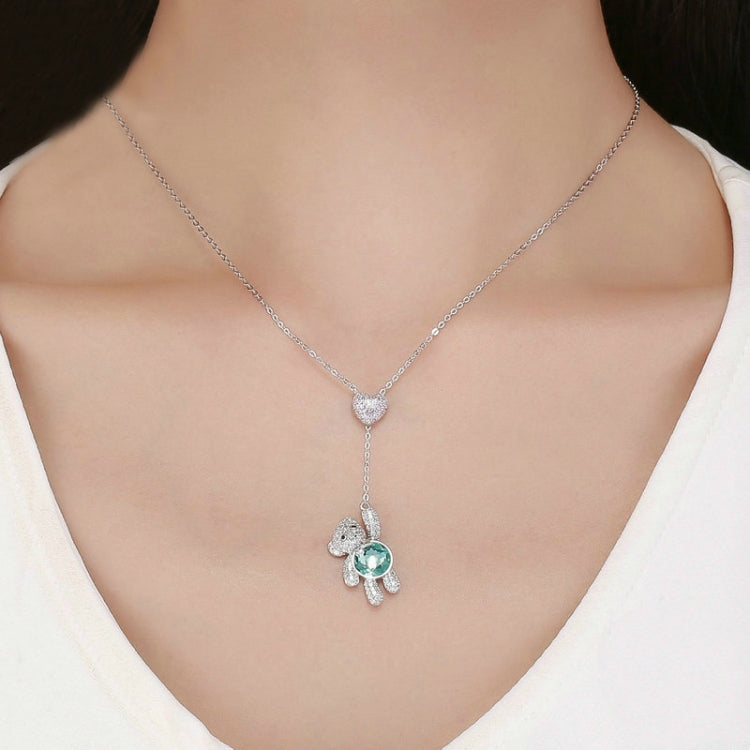 สร้อยคอหมีน่ารักเงินสเตอร์ลิง S925 ชุบทองกุหลาบพร้อมซิอร์คอน, SCN271