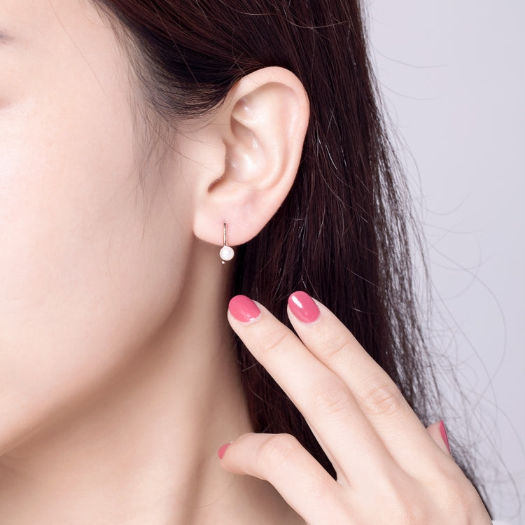ต่างหูลูกปัดเปลือกเงินสเตอร์ลิง S925 เรียบง่าย, โรสโกลด์, ขาว