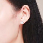 ต่างหูผู้หญิงสไตล์เรียบหรูมุกเพชร เงินสเตอร์ลิง S925, SCE122