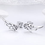 Sterling Silver Wing Earrings Simple S925 Silver Stud Earrings, Silver, Rose Gold