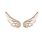Sterling Silver Wing Earrings Simple S925 Silver Stud Earrings, Silver, Rose Gold