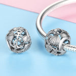 สร้อยข้อมือและสร้อยคอ DIY ลูกปัดกลวงเงินสเตอร์ลิง S925 สำหรับชายหาด