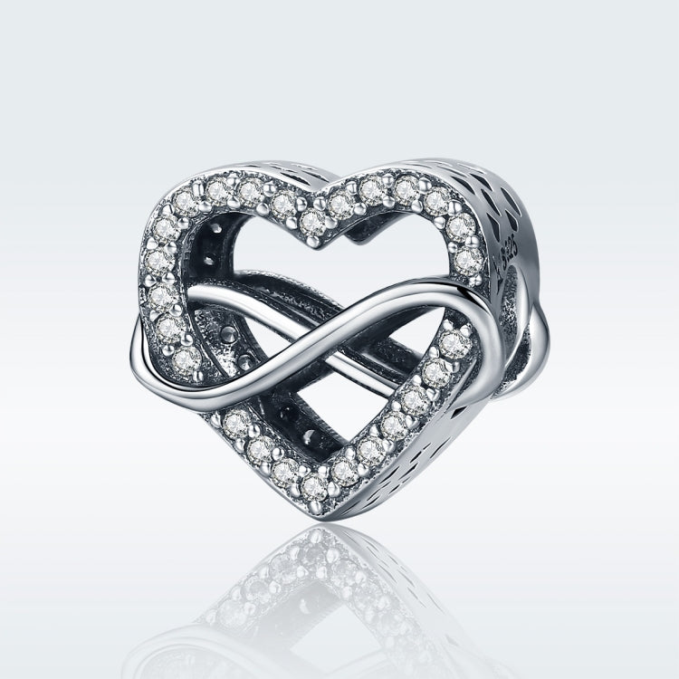 ลูกปัดเพชรรูปหัวใจกลวง เงินสเตอร์ลิง S925 อุปกรณ์สร้อยข้อมือ DIY, SCC432