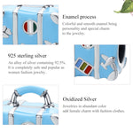ลูกปัดหลวมสำหรับสร้อยข้อมือ DIY เงินสเตอร์ลิง S925 พร้อมกล่องเดินทางสีน้ำเงิน
