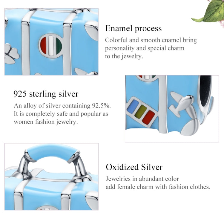 ลูกปัดหลวมสำหรับสร้อยข้อมือ DIY เงินสเตอร์ลิง S925 พร้อมกล่องเดินทางสีน้ำเงิน