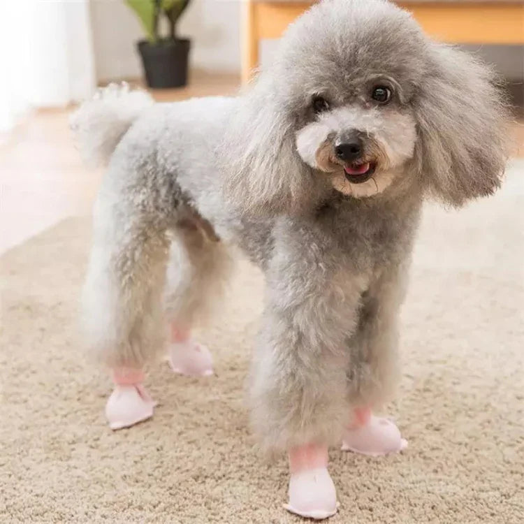 4 PCS/Set  Cartoon Dog Shoes Pet Silicone Waterproof Rain Boots, S, M, L