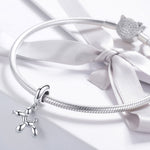 S925 Sterling Silver Cute Balloon Dog Charm DIY Bracelet Accessory, Bead