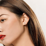 ต่างหูวงกลมเล็กเงินสเตอร์ลิง S925 ชุบแพลทินัม ประดับเพชรสังเคราะห์, SCE767