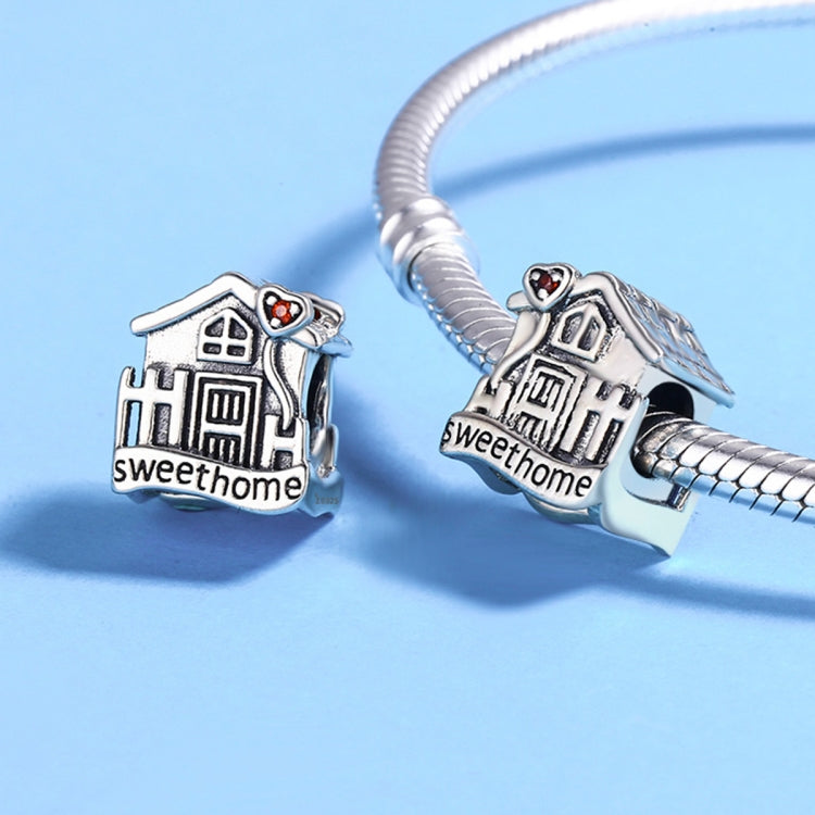 ลูกปัดสร้อยข้อมือเงินสเตอร์ลิง S925 แบบเรียบ DIY สำหรับบ้านอบอุ่น