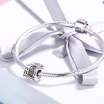 ลูกปัดสร้อยข้อมือเงินสเตอร์ลิง S925 แบบเรียบ DIY สำหรับบ้านอบอุ่น