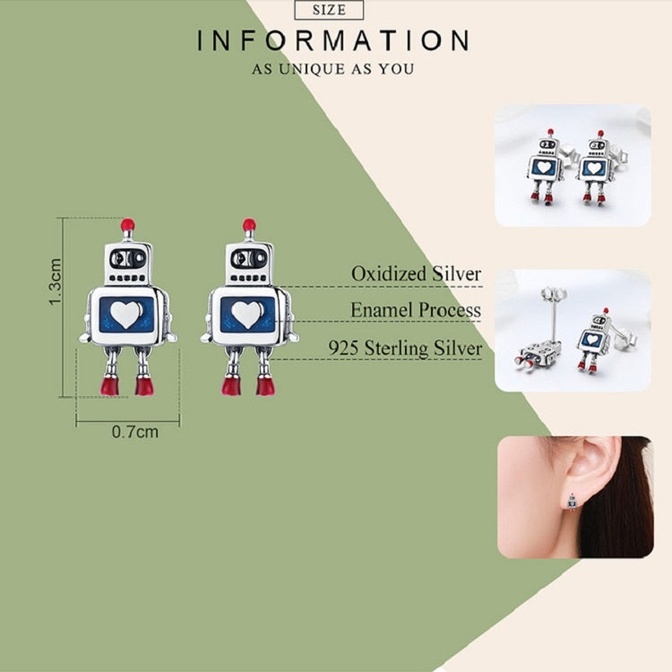 ต่างหูหุ่นยนต์เงินสเตอร์ลิง S925 หยดน้ำมัน ต่างหูปลอดสารก่อภูมิแพ้, SCE477