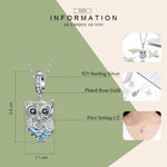 จี้นกฮูกซิทรินสีน้ำเงินเงินสเตอร์ลิง S925 เคลื่อนที่ DIY เครื่องประดับสร้อยข้อมือ, จี้