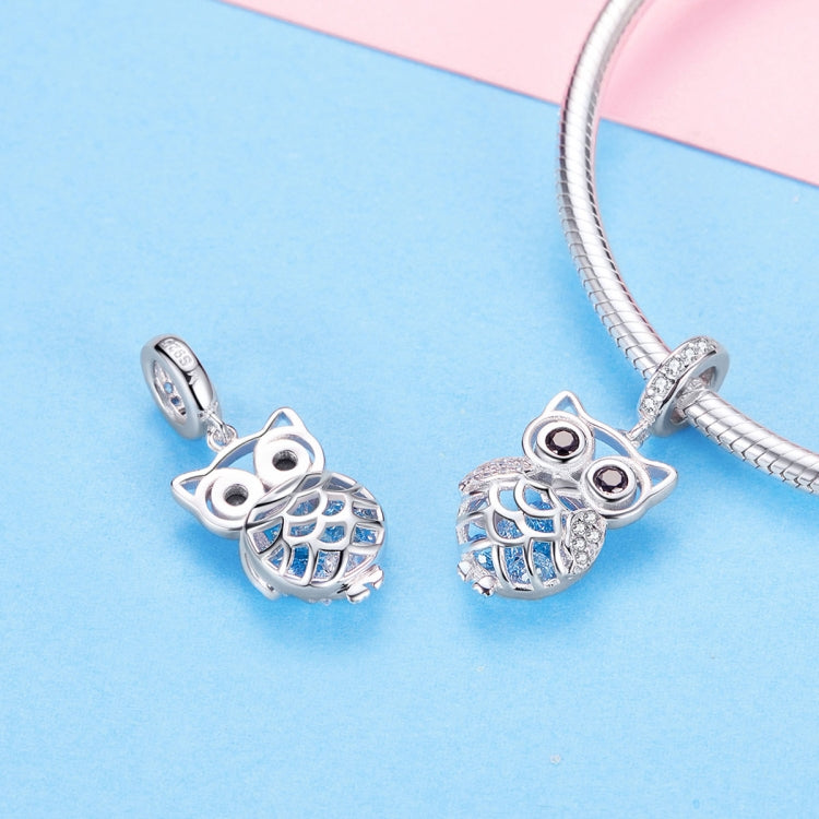 จี้นกฮูกซิทรินสีน้ำเงินเงินสเตอร์ลิง S925 เคลื่อนที่ DIY เครื่องประดับสร้อยข้อมือ, จี้