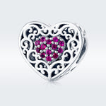 S925 Sterling Silver Heart-shaped Pattern Beads DIY Bracelet Accessories, SCC1109