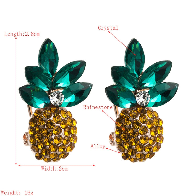 ต่างหูสับปะรดฝังหินเรนโบว์สีสันสดใส 1 คู่, ขาว, เขียว, สี