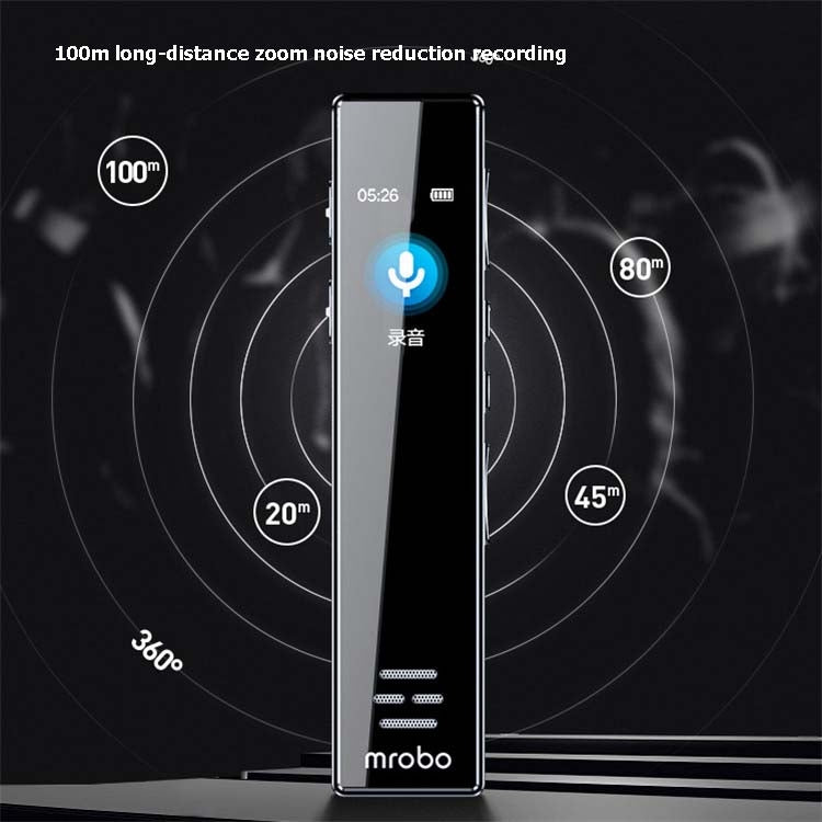 เครื่องบันทึกเสียงมืออาชีพ MROBO A10 ลดเสียงรบกวนนักเรียน HD เครื่องเล่น MP3 หน้าจอสี, 8GB, 16GB