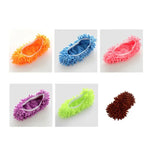 ปลอกครอบรองเท้าถูพื้นแบบขี้เกียจ Chenille 2 ชิ้น ทำความสะอาดพื้น ถอดซักได้ สีสุ่ม ไม้ถูพื้น