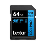 Lexar SD-800X Pro การ์ดความจำ SD ความเร็วสูงสำหรับกล้อง SLR, 32GB, 64GB