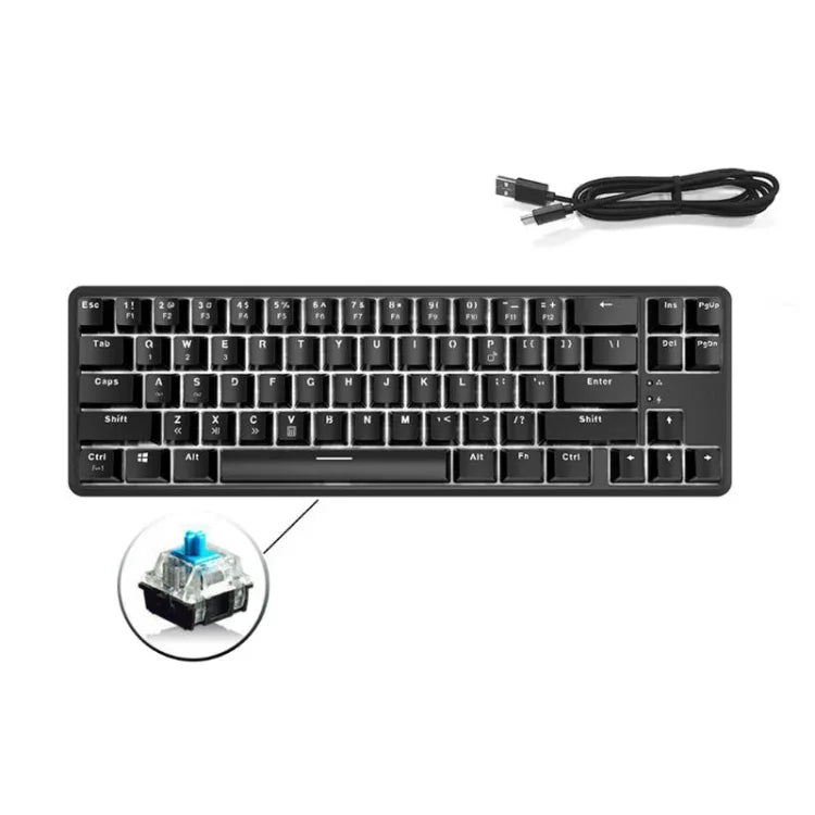 คีย์บอร์ดกลไก Ajazz K680T Mini USB แบบมีสายและไร้สาย 68 ปุ่ม สำหรับแล็ปท็อป ความยาวสาย 1.6 เมตร สวิตช์สีเขียว สีดำ สีชา