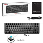 คีย์บอร์ดกลไก Ajazz K680T Mini USB แบบมีสายและไร้สาย 68 ปุ่ม สำหรับแล็ปท็อป ความยาวสาย 1.6 เมตร สวิตช์สีเขียว สีดำ สีชา
