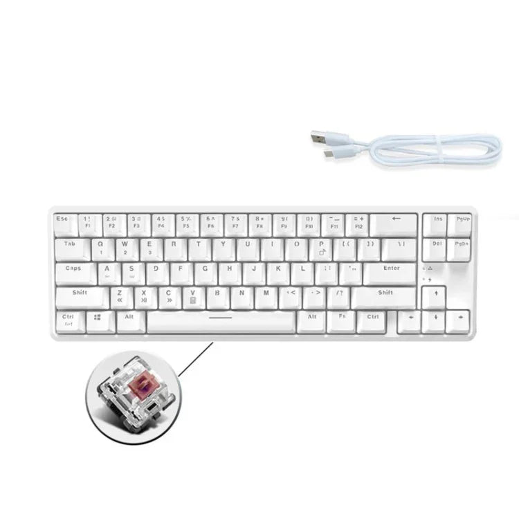 คีย์บอร์ดกลไก Ajazz K680T Mini USB แบบมีสายและไร้สาย 68 ปุ่ม สำหรับแล็ปท็อป ความยาวสาย 1.6 เมตร สวิตช์สีเขียว สีดำ สีชา
