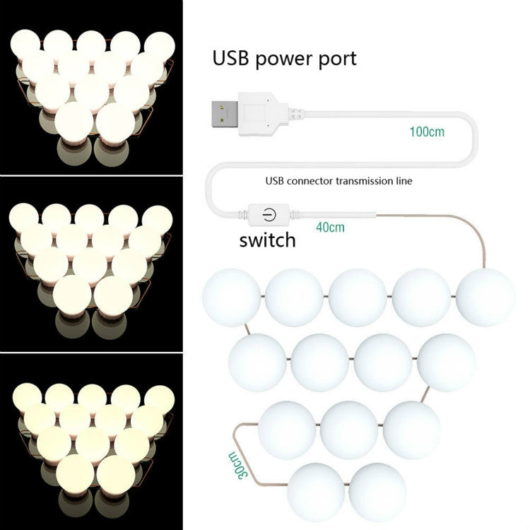 Mirror Front Light Dimmable Makeup Mirror USB Touch Control Light, 2 LEDs, 6  LEDs, 10  LEDs, 14  LEDs