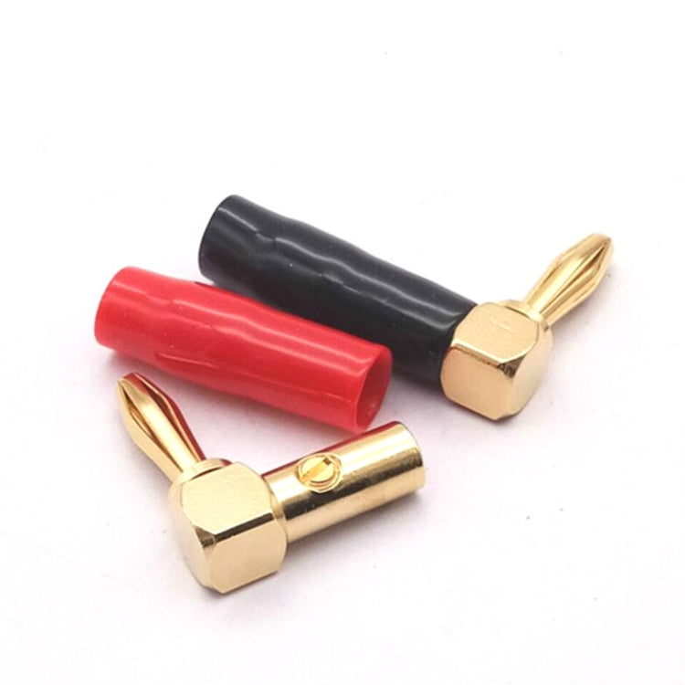 2 ชิ้น ปลั๊กกล้วย 4mm รูปตัว L 90 องศา ยางนุ่มสำหรับสายลำโพง หัวปลั๊กกล้วยลำโพง