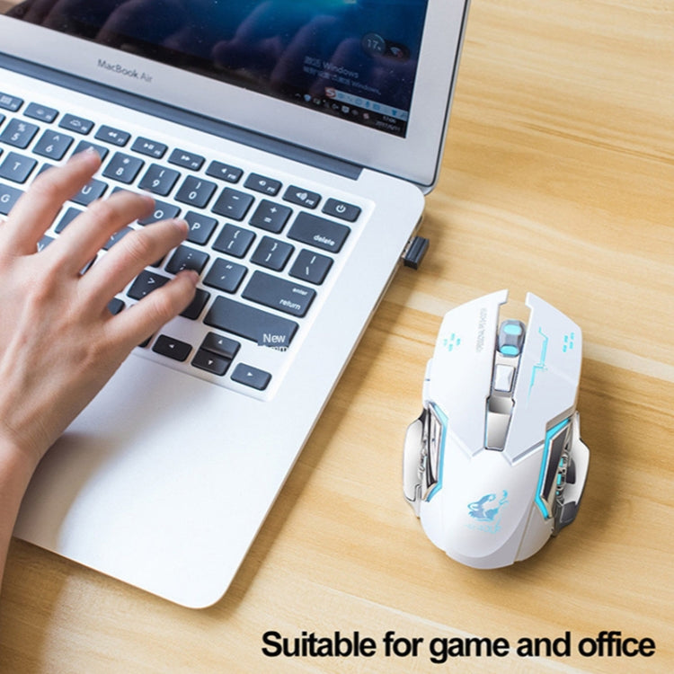 เมาส์เกมกลไกไร้สาย FREEDOM-WOLF X8 2400 DPI 6 ปุ่ม 2.4G ชาร์จไฟได้ พร้อมไฟเรืองแสง รุ่น X8 สีดำ, X8 สีเทาโลหะ, X8 สีดำดาว