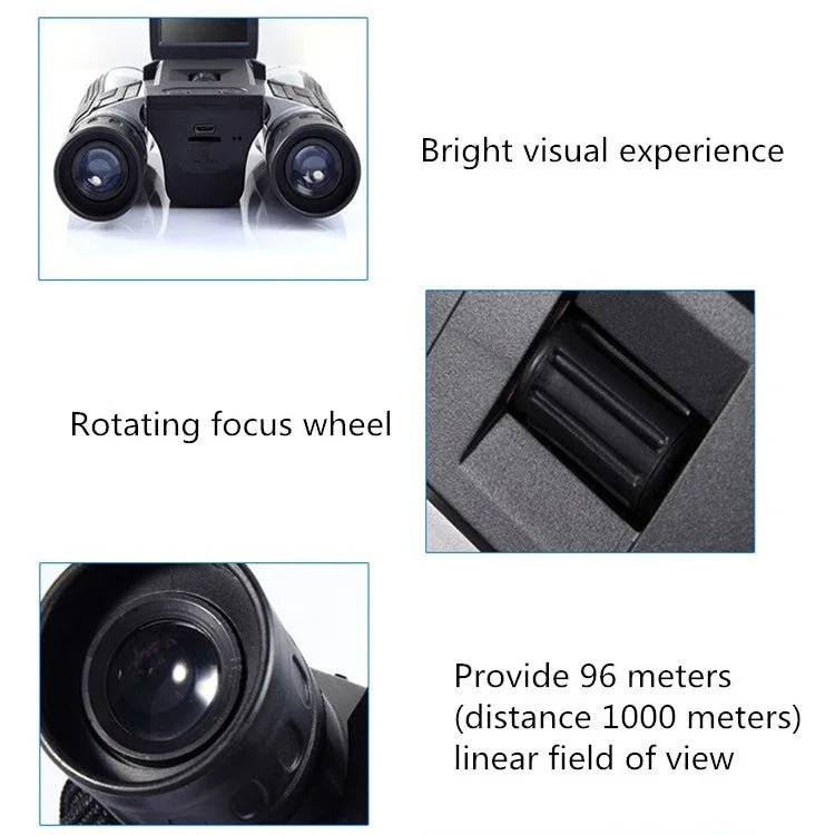 กล้องส่องทางไกล HD 12x32 กล้องดิจิทัลมัลติฟังก์ชันวิดีโอสำหรับกิจกรรมกลางแจ้ง