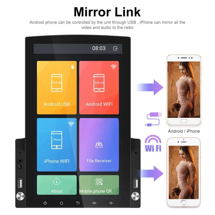 เครื่องเล่น MP5 รถยนต์หน้าจอแนวตั้ง 9.7 นิ้ว HD กระจก 2.5D พร้อมระบบนำทาง Android แบบ All-in-one, รุ่นมาตรฐาน, รุ่นมาตรฐาน+กล้อง 4 ดวง, รุ่นมาตรฐาน+กล้อง 8 ดวง, รุ่นมาตรฐาน+กล้อง 12 ดวง