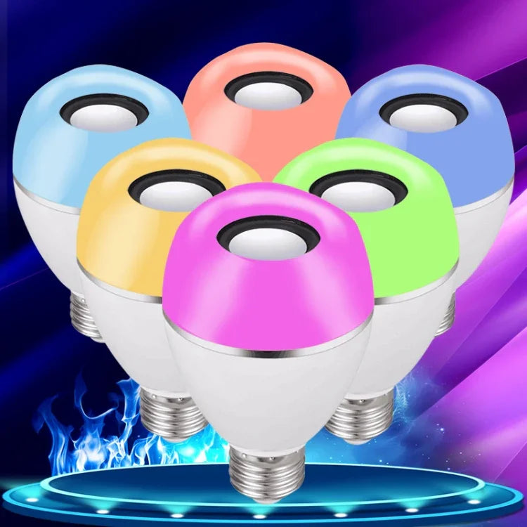 หลอดไฟ LED E27 เพลงอัจฉริยะ สีสันสดใส พร้อมรีโมทคอนโทรล ไฟปลุก, แอปเชื่อมต่อเพลงหลายเครื่อง, แอป + รีโมทคอนโทรล