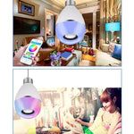 หลอดไฟ LED E27 เพลงอัจฉริยะ สีสันสดใส พร้อมรีโมทคอนโทรล ไฟปลุก, แอปเชื่อมต่อเพลงหลายเครื่อง, แอป + รีโมทคอนโทรล