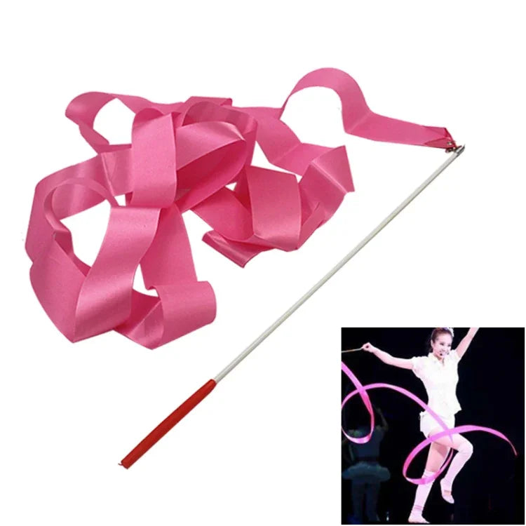 5 PCS 4 m Artistic Color Gymnastics Ribbon Dance Props Children Toys, Rose Red, Pink, Red, Orange, Yellow, Green, Blue
