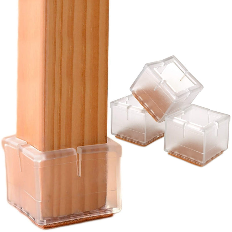 ฝาครอบขาเก้าอี้สี่เหลี่ยม 4 ชิ้น แผ่นป้องกันเท้าทำจาก PVC สำหรับเฟอร์นิเจอร์และโต๊ะ ขนาด 30-35 มม., 42-48 มม., 49-55 มม., 37-42 มม., 56-62 มม.