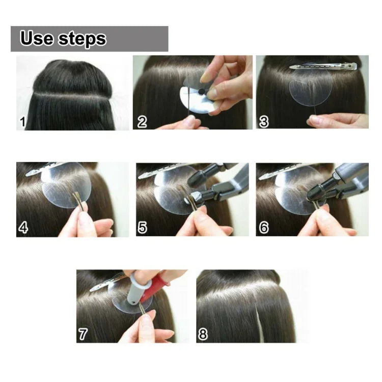 ฟิล์มกันความร้อนสำหรับต่อผมวิกผม 10 ชิ้น พร้อมสเกล