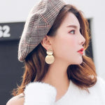 ต่างหูหยดโลหะรูปทรงกลมดีไซน์โดดเด่นสำหรับผู้หญิง เครื่องประดับ สีทอง สีเงิน