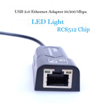 อะแดปเตอร์ USB เป็น RJ45 เครือข่ายอีเธอร์เน็ต 10/100 Mbps การ์ดเครือข่าย USB 2.0 100Mbps