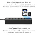 ฮับ USB 2.0 หลายพอร์ต ตัวแยก USB ความเร็วสูง 6 พอร์ต พร้อมเครื่องอ่านการ์ด TF SD