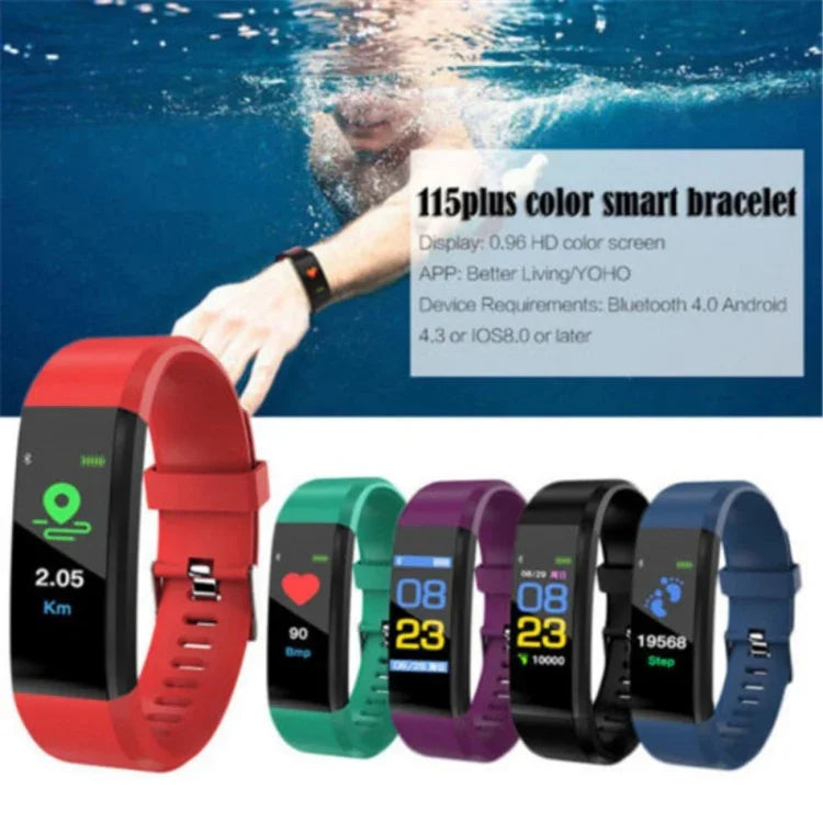 นาฬิกาอัจฉริยะ ID115 หน้าจอ OLED ขนาด 0.96 นิ้ว สายข้อมือพร้อมเครื่องนับก้าวและตัวติดตามฟิตเนส, ID115 สีดำ, ID115 สีแดง, ID115 สีเขียว, ID115 สีม่วง, ID115 สีน้ำเงิน