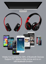 หูฟังบลูทูธสเตอริโอ HIFI สำหรับ Xiaomi iPhone Samsung แท็บเล็ต พร้อมไมโครโฟน รองรับการ์ด SD และวิทยุ FM