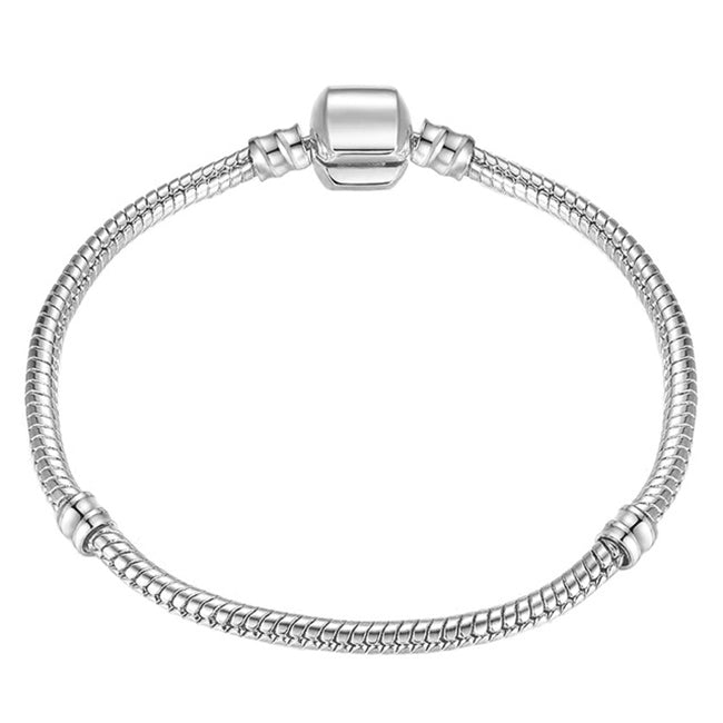 สร้อยข้อมือโซ่เงินลายงู ขนาด 17-21 ซม. เหมาะกับสร้อยข้อมือ Pandora สไตล์ยุโรป ขนาด 19 ซม., 18 ซม., 20 ซม., 21 ซม.